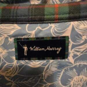 William Murray Golf Men's Light Blue Floral Performance Polo w/ Tartan Accents
